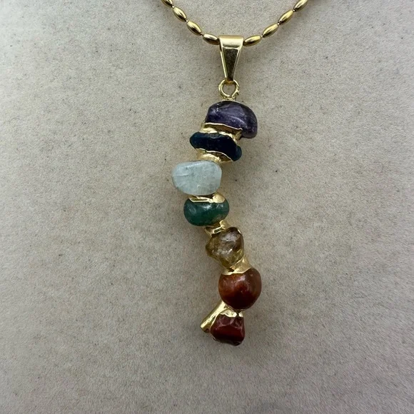 Gold Plated Chakra Pendant Necklace on Bead Chain - Picture 5 of 8